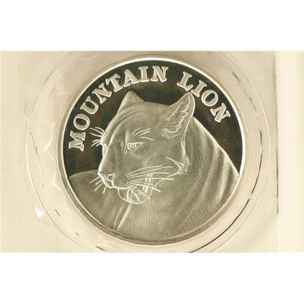 1 TROY OZ .999 FINE SILVER PF ROUND MOUNTAIN LION