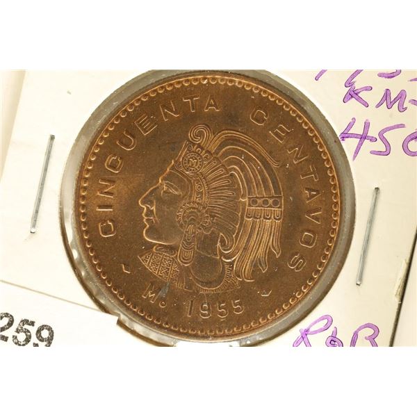 1955 MEXICO 50 CENTAVOS KM-450 UNC