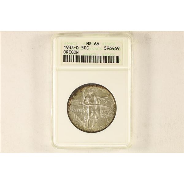 1933-D OREGON COMMEMORATIVE HALF DOLLAR ANACS MS66