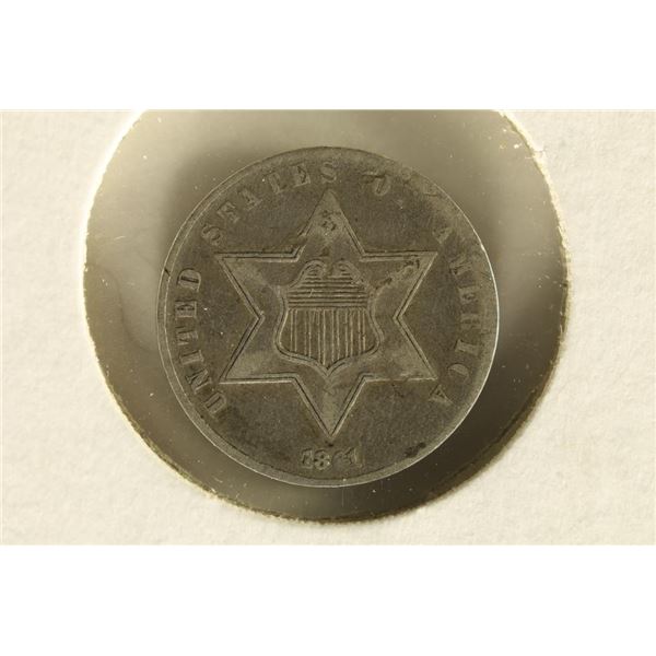 1861 THREE CENT PIECE (SILVER) (FINE)