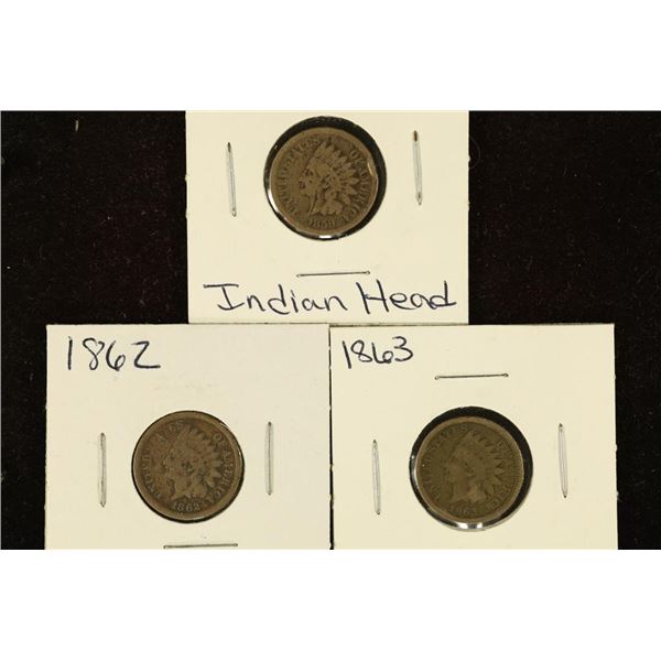 1859, 1862 & 1863 INDIAN HEAD CENTS