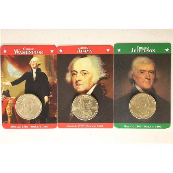 3-BRILLIANT UNC PRESIDENTIAL DOLLARS ON