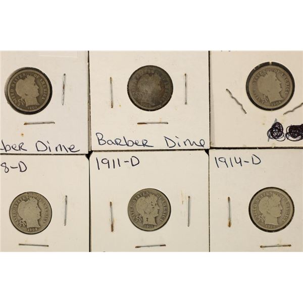 1903-O, 05-S, 06-D, 08-D, 11-D & 14-D BARBER DIMES