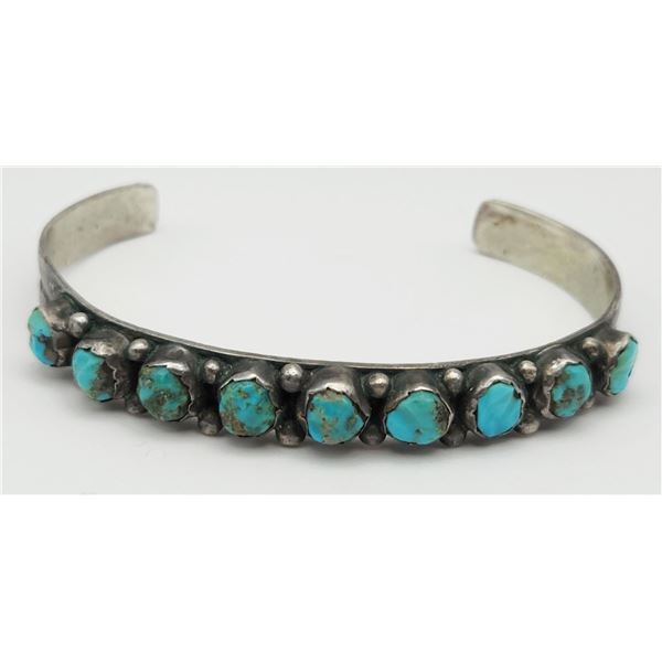 SOUTHWESTERN STERLING CUFF WITH TURQUOISE