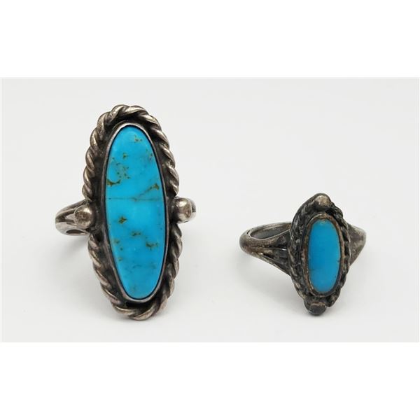 2-SOUTHWESTERN STERLING RINGS WITH TURQUOISE