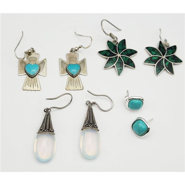 4-PAIRS OF PIERCED SOUTHWESTERN EARRINGS: