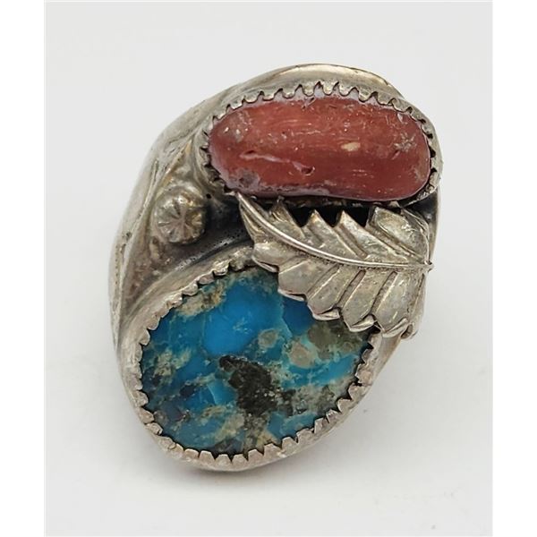 SOUTHWESTERN STERLING MEN'S RING-LEAF DESIGN