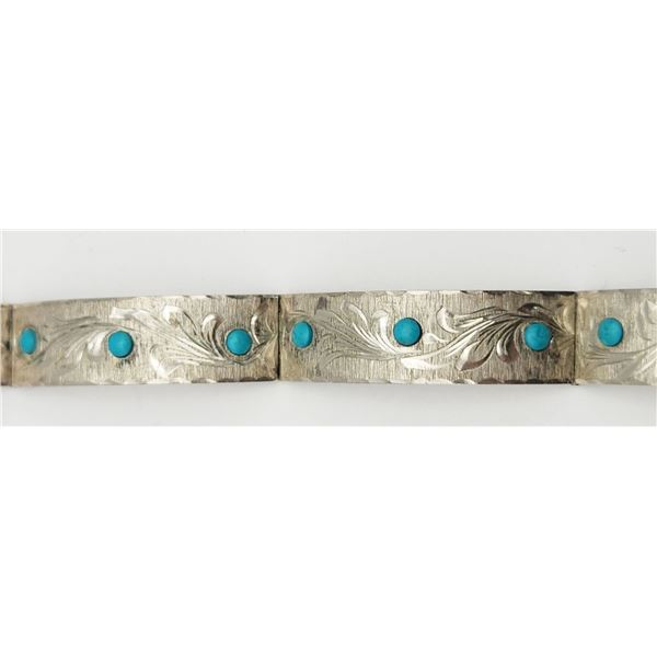 7 INCH SOUTHWESTERN STERLING PANEL BRACELET