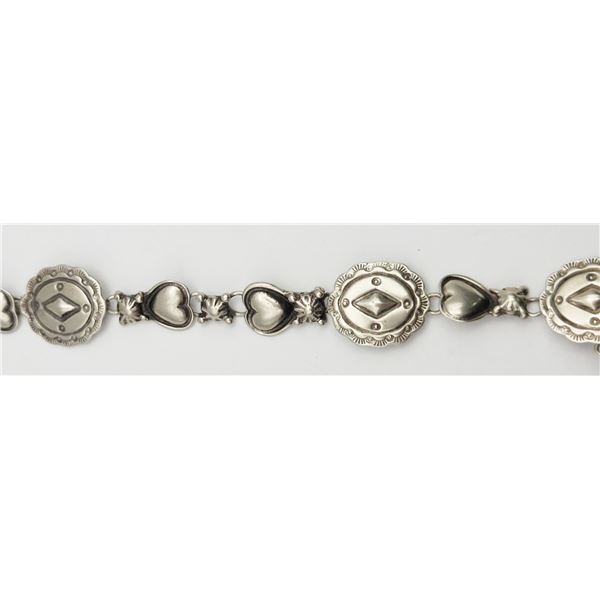 8 INCH STERLING CONCHO BRACELET WITH HEART