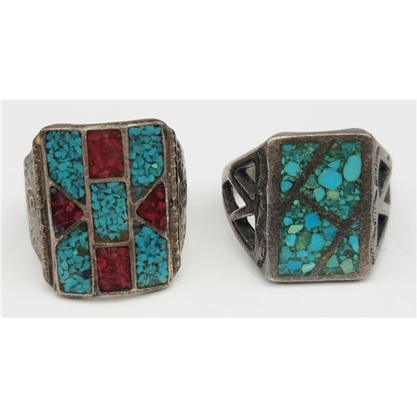 2-SOUTHWESTERN STERLING MEN'S RINGS WITH