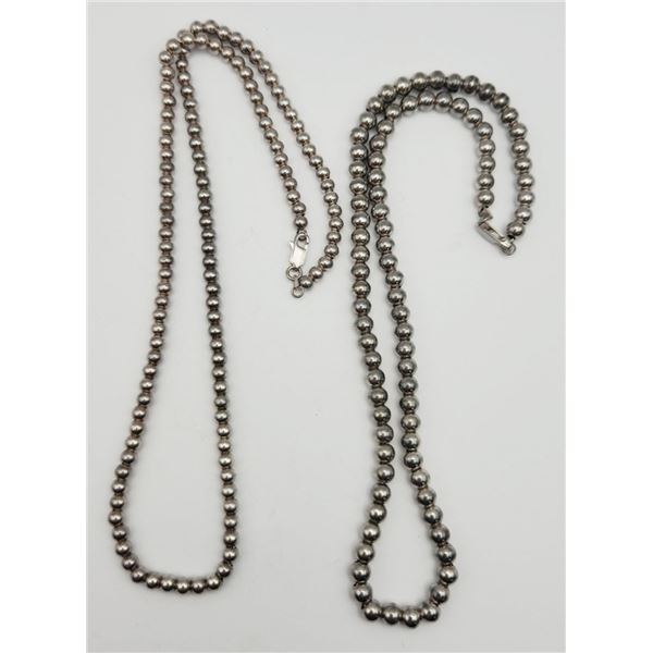 2-STERLING BEADED NECKLACES