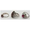 Image 2 : 3-STERLING FASHION RINGS WITH GARNET AND