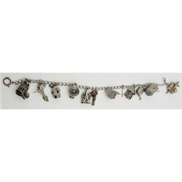 7 INCH VTG STERLING CHARM BRACELET LOADED