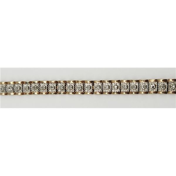 7.5 INCH GOLD TONED STERLING TENNIS BRACELET