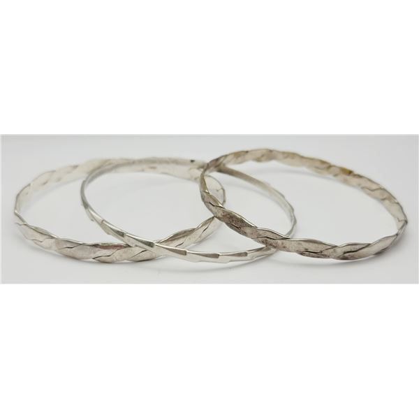 3-STERLING BANGLES (2)MARKED MEXICO