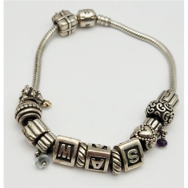 8 INCH STERLING PANDARA BRACELET WITH ALE