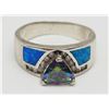 Image 1 : SIZE 8 STERLING MERMAID OPAL RING WITH RAINBOW