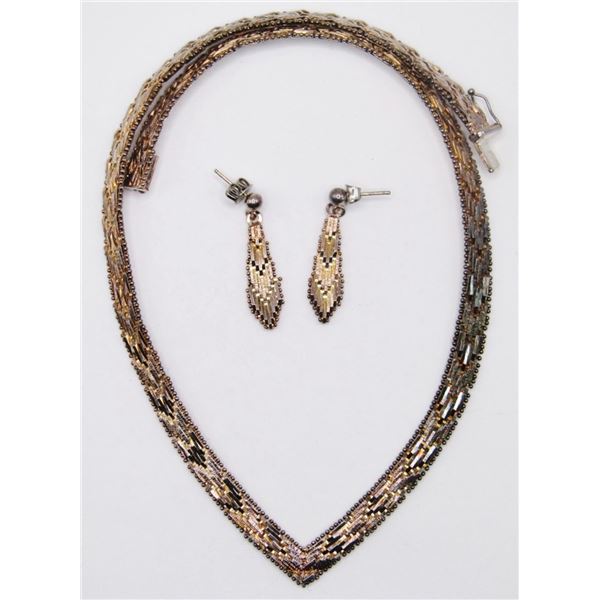 SET! ITALY STERLING CHEVRON STYLE NECKLACE WITH