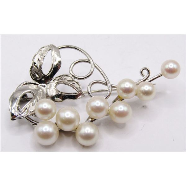 VINTAGE STERLING BROOCH WITH FAUX PEARL