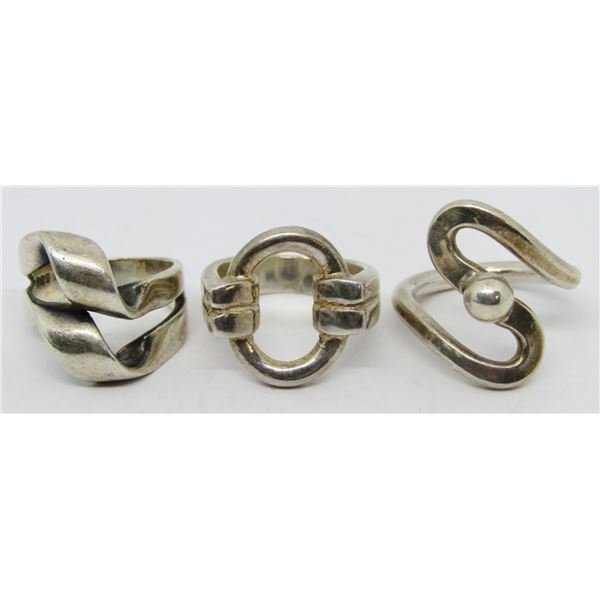 3-SOLID STERLING FASHION RINGS