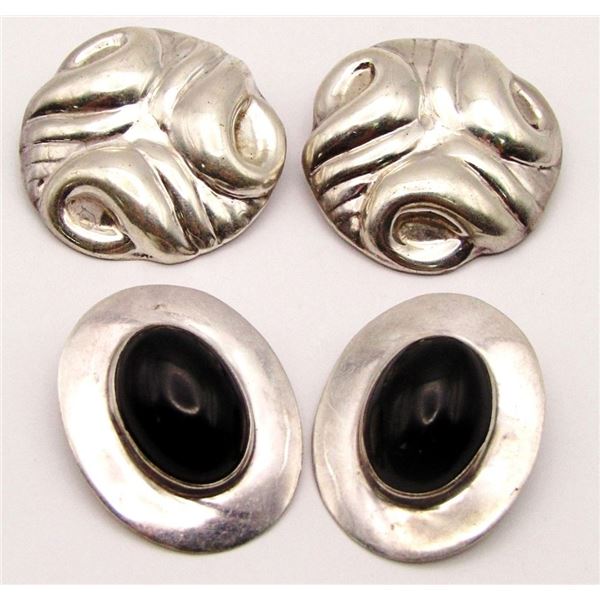 2-MEXICO PAIRS OF STERLING CLIP ON EARRINGS