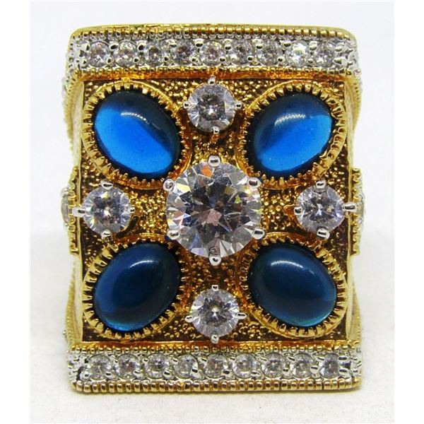 HUGE! GOLD TONED STERLING FASHION BLING RING