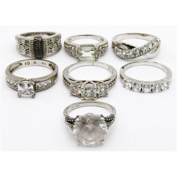 (7) STERLING FASHION RINGS - MODERN LOT