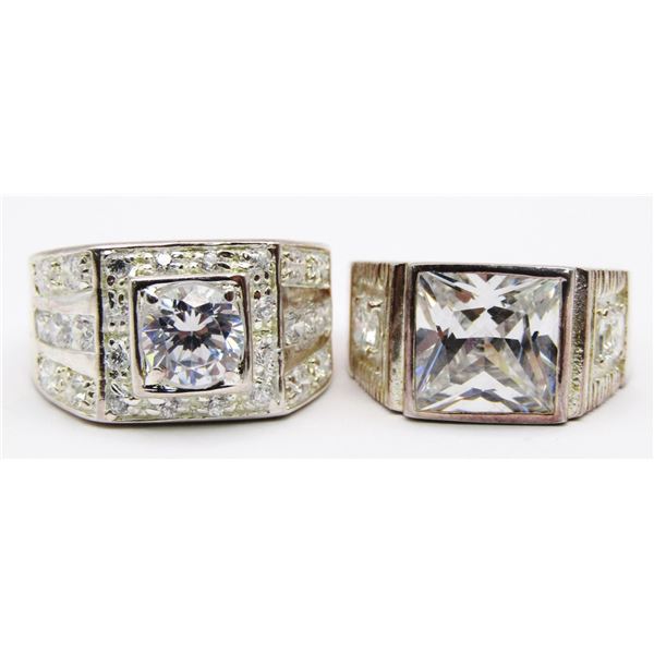 (2) MENS DRESS STERLING BLING RINGS