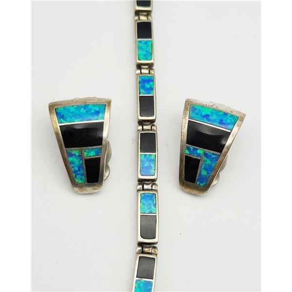 SET! CSS STERLING PANEL BRACELET WITH OPAL &