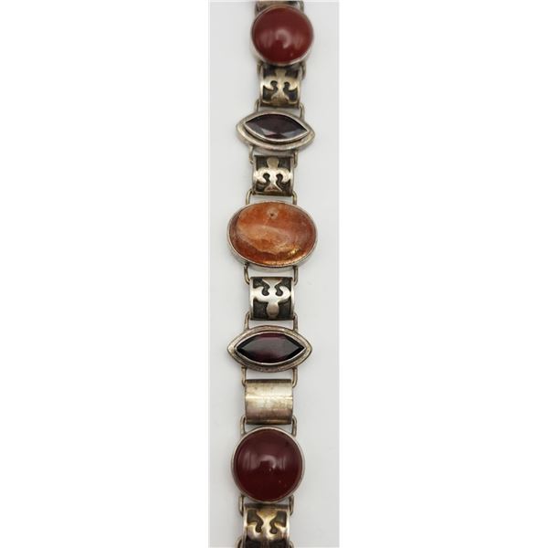 LORI BONN STERLING PANEL BRACELET WITH RED