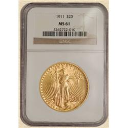 1911 $20 St. Gaudens MS61 NGC