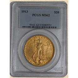 1913 $20 St. Gaudens MS62 PCGS