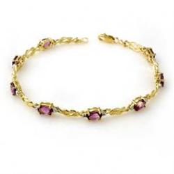 Genuine 3.73 ctw Amethyst & Diamond Bracelet 10K Gold