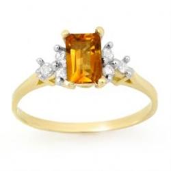 Genuine 1.14 ctw Citrine & Diamond Ring 10K Yellow Gold