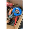 Image 8 : BOX OF TOOLS, FISH TAPES, BALCK AND DECKER JIGSAW AND SANDER BOTH WITH EUROPEAN PLUGS, AND AIR TOOLS