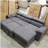 Image 8 : BRAND NEW 2 PC SECTIONAL GREY FABRIC W/ STORAGE CHAISE, PULL OUT BED, AND ADJUSTABLE HEADRESTS -  RE