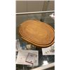 Image 8 : BURL BOWL, PAINTED GOLD PAN, WOOD BOWL AND FOLDING WOOD BASKET