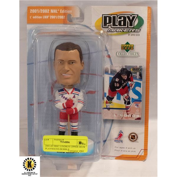 2001-02 ERIC LINDROS UPPER DECK PLAYMATES BOBBLE