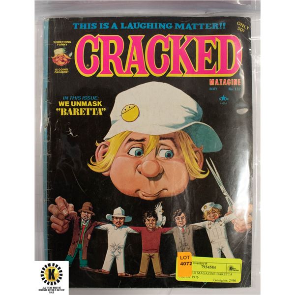 CRACKED MAGAZINE BARETTA NO.132 1976