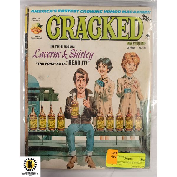 CRACKED LAVERNE & SHIRLEY NO.136 1976