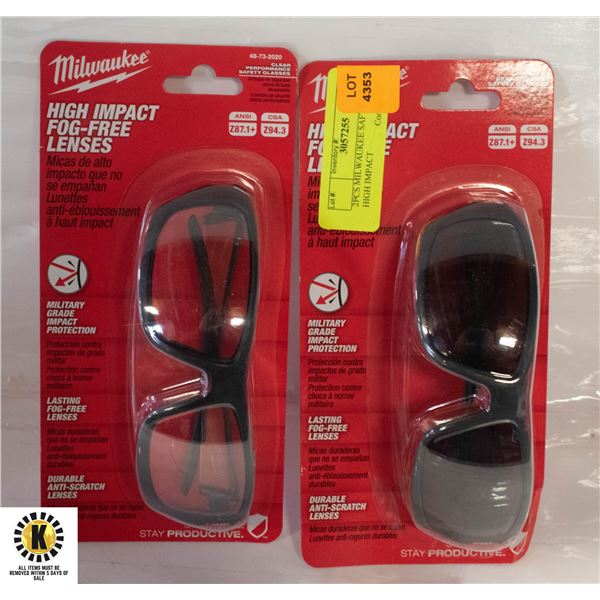 2PCS MILWAUKEE SAFTY GLASS HIGH IMPACT