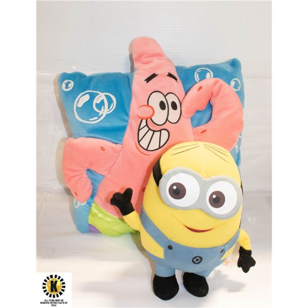 PATRICK (SPONGE BOB) PILLOW AND MINION STUFFY