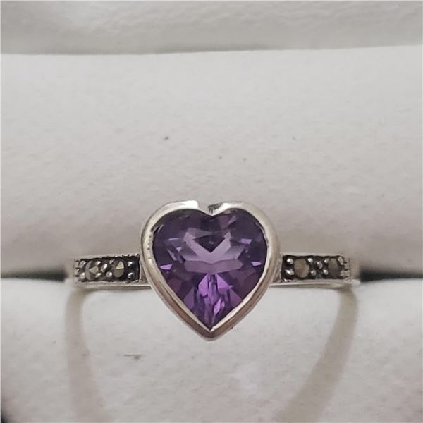 BZ0160-90 SILVER AMETHYST RING