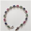 Image 1 : BZ0160-95 SILVER SAPPHIRE/EMERALD/RUBY BRACELET