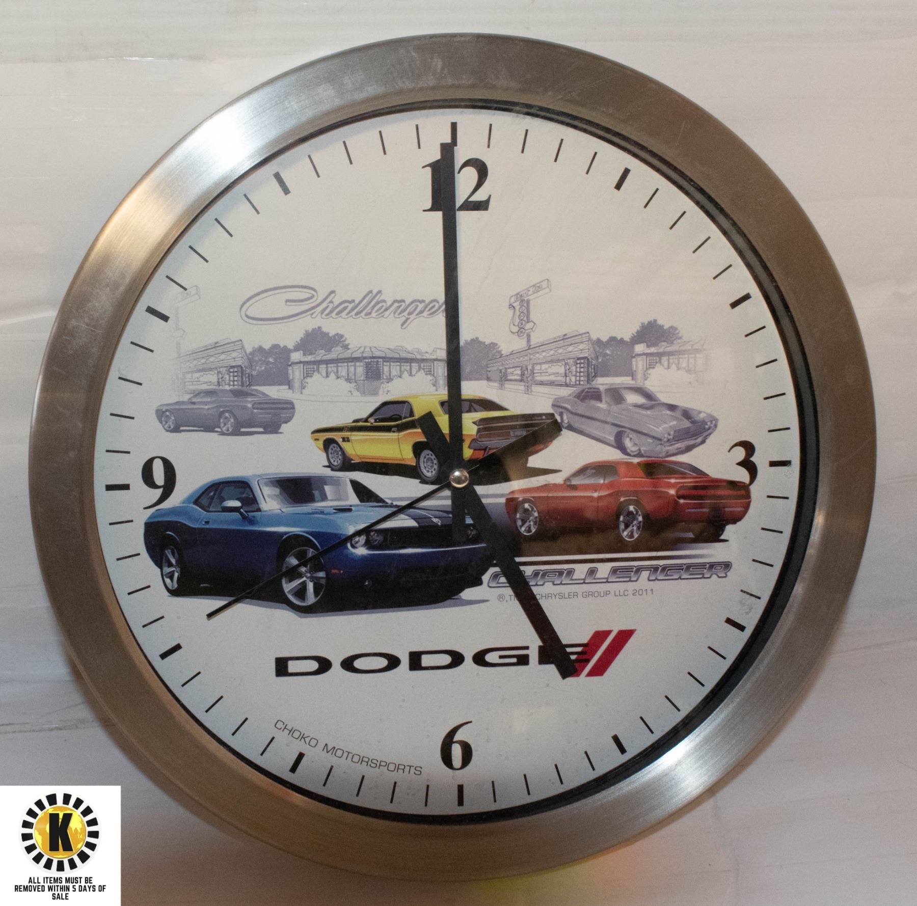 Challenger Clock METAL FRAMED DODGE CHALLENGER CLOCK