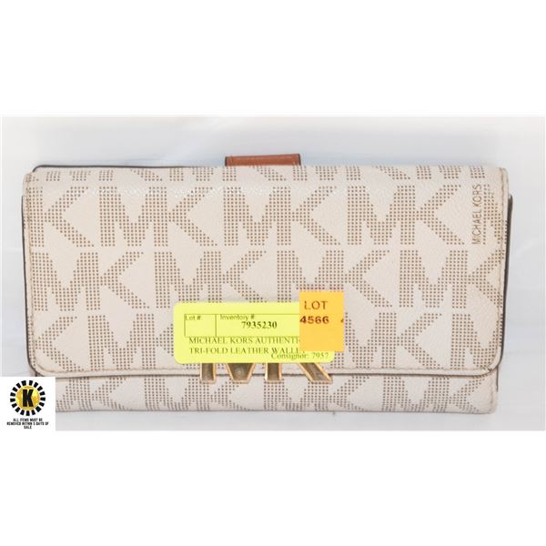 MICHAEL KORS AUTHENTIC TRI-FOLD LEATHER WALLET