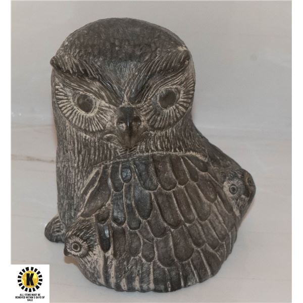 WOLF ORIGINAL OWL SOAPSTONE SCULPTURE