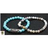 #170-NATURAL MOOKAIT &  TURQUOISE BEAD BRACELET