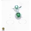 Image 1 : #254-NATURAL UNHEATED EMERALD 5.2X 7 & CZ PENDANT