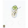 #48-NATURAL GREEN PERIDOT 6.5MM  & CZ  PENDANT